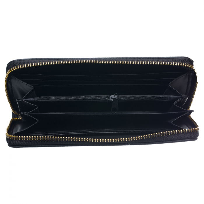 Portofel camel cu detaliu liniar la exterior si lant decorativ auriu [2]