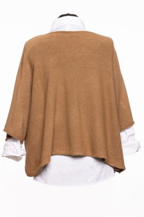 Pulover versatil cu maneca fluture din vascoza, camel [2]