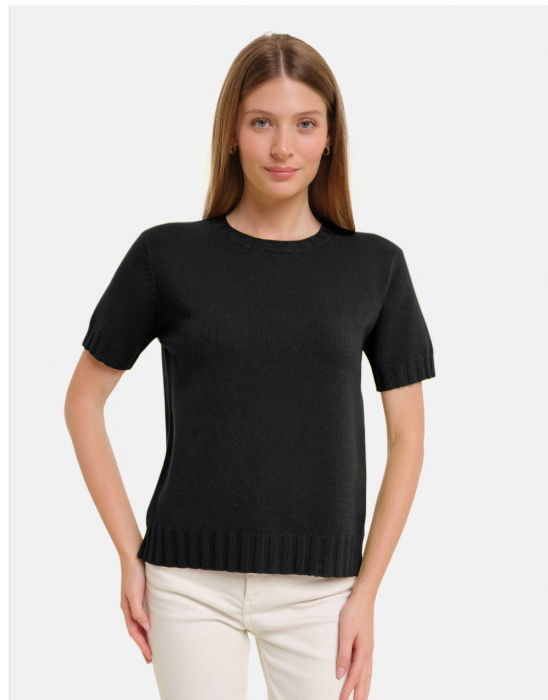 Pulover cu maneca scurta, la baza gatului, gri [2]