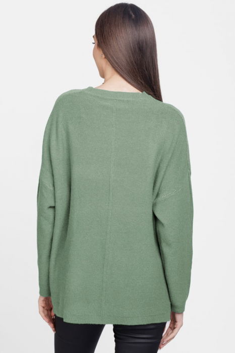 Pulover drept, la baza gatului, din vascoza si lana, verde kaki [3]