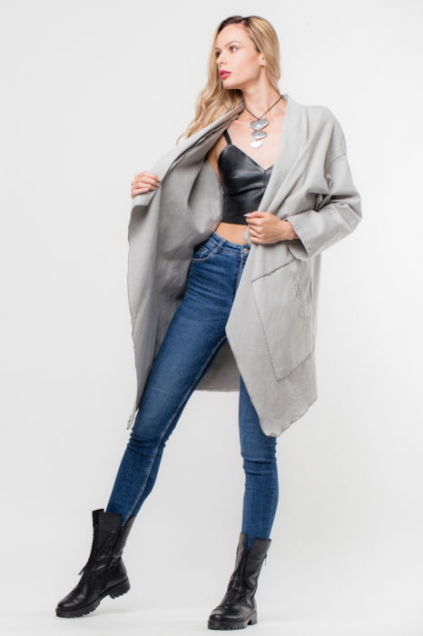 Jacheta gri asimetrica in colturi, cu stea pe spate [2]