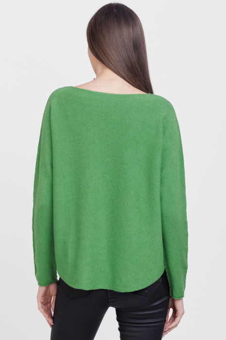 Pulover versatil cu decolteu V, din vascoza, verde [3]