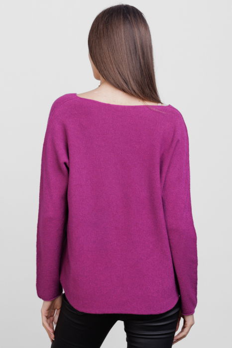 Pulover versatil cu decolteu V, din vascoza, magenta [3]