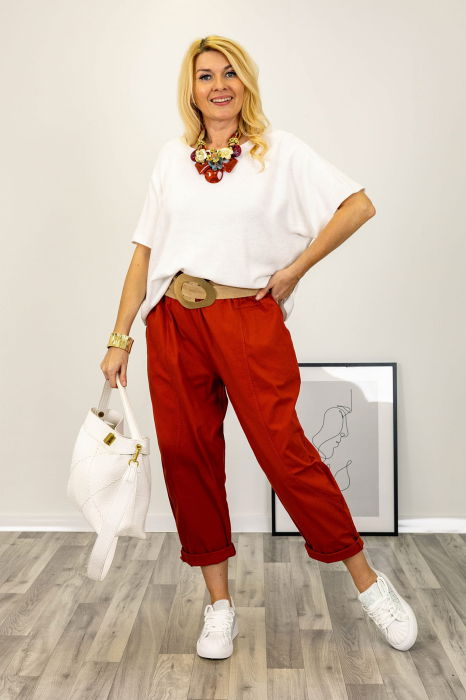 Pulover versatil cu maneca fluture din vascoza, alb [4]