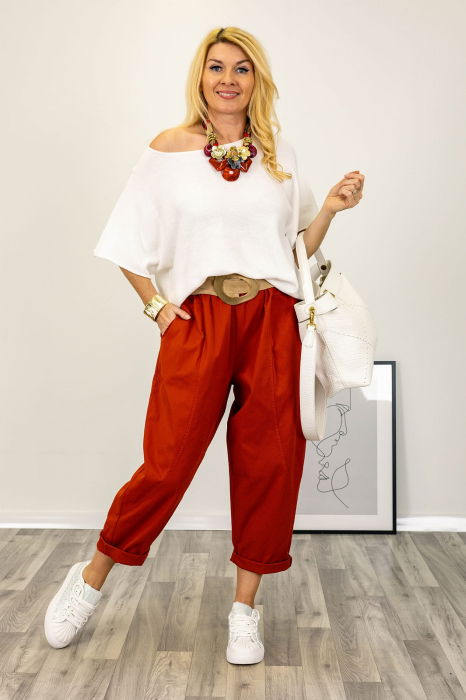 Pulover versatil cu maneca fluture din vascoza, alb [2]