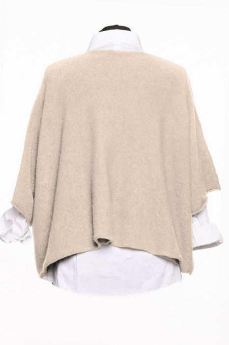 Pulover versatil cu maneca fluture din vascoza, bej [2]