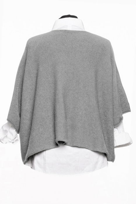 Pulover versatil cu maneca fluture din vascoza, gri [2]