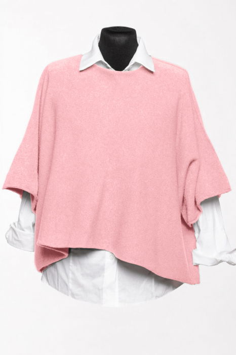 Pulover versatil cu maneca fluture din vascoza, roz