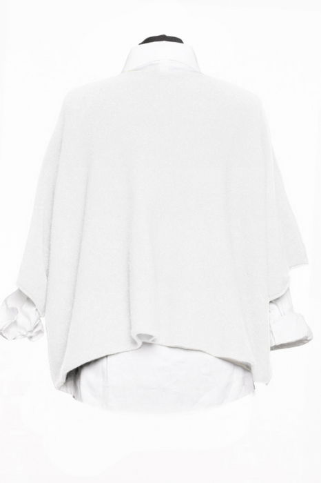 Pulover versatil cu maneca fluture din vascoza, alb [4]