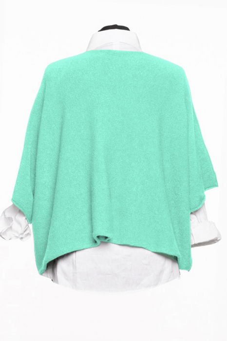 Pulover versatil cu maneca fluture din vascoza, verde menta [2]