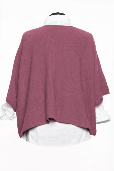 Pulover versatil cu maneca fluture din vascoza, roz inchis [2]