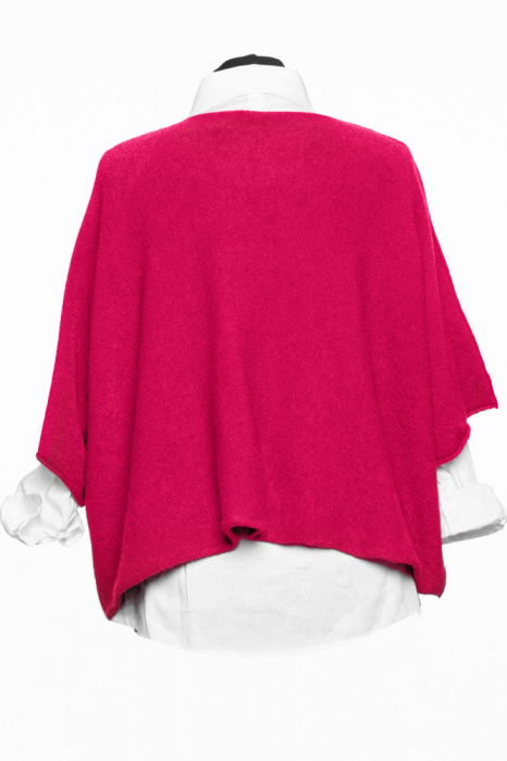 Pulover versatil cu maneca fluture din vascoza, fucsia [5]