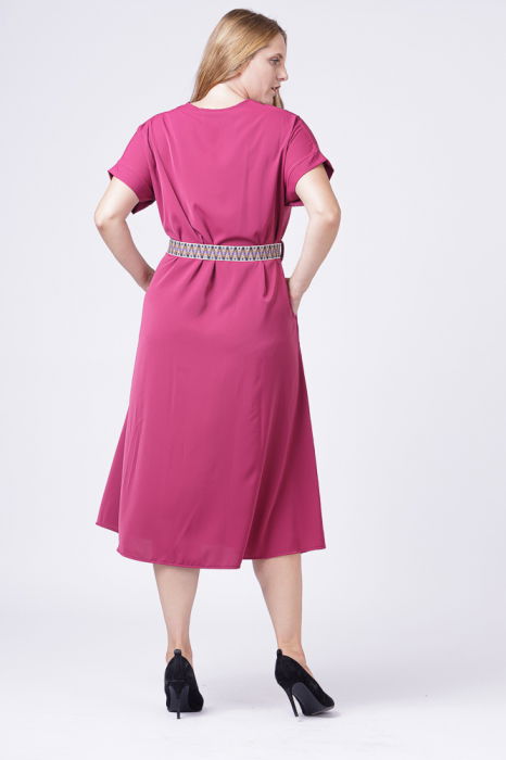 Rochie A-line bordo, cu cordon [5]