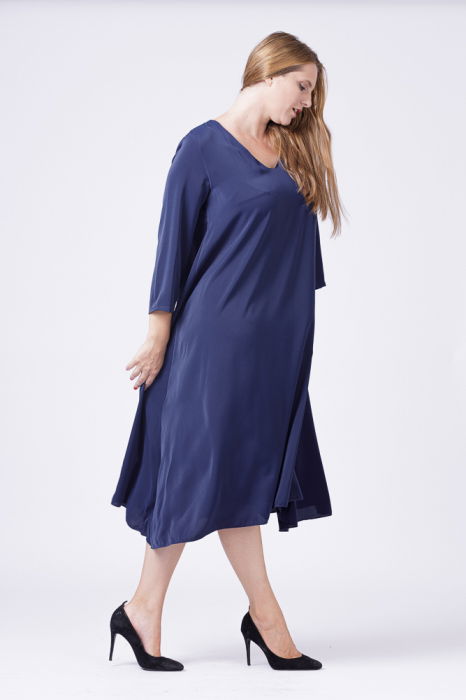 Rochie A-line bleumarin cu maneca lunga [5]