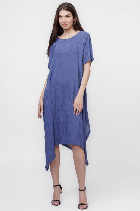 Rochie A-line in colturi albastru jeans [2]