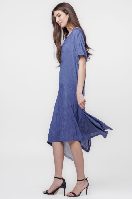 Rochie A-line in colturi albastru jeans [4]