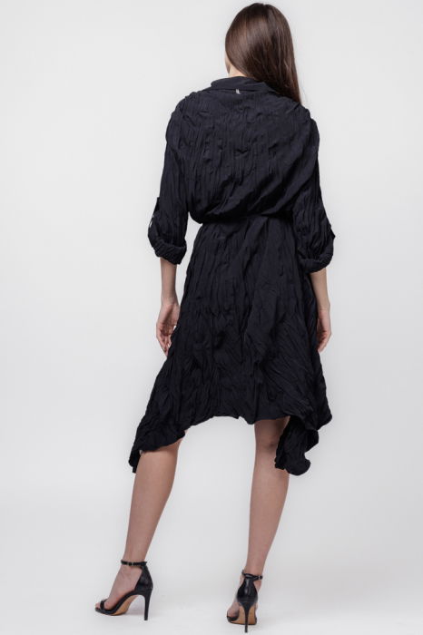 Rochie camasa creponata, in colturi, neagra [5]