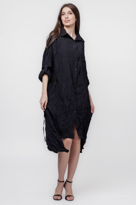 Rochie camasa creponata, in colturi, neagra [2]