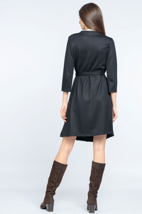 Rochie petrecuta din jerseu, cu talie reglabila, neagra [3]