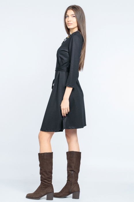 Rochie petrecuta din jerseu, cu talie reglabila, neagra [2]