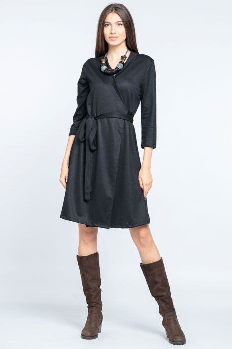 Rochie petrecuta din jerseu, cu talie reglabila, neagra [1]