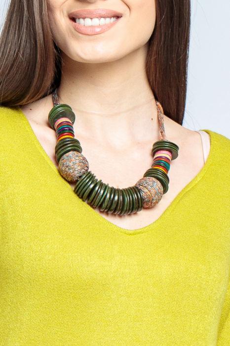 Rochie `A line` midi, din jerseu moale cu imprimeu pana, verde lime [4]