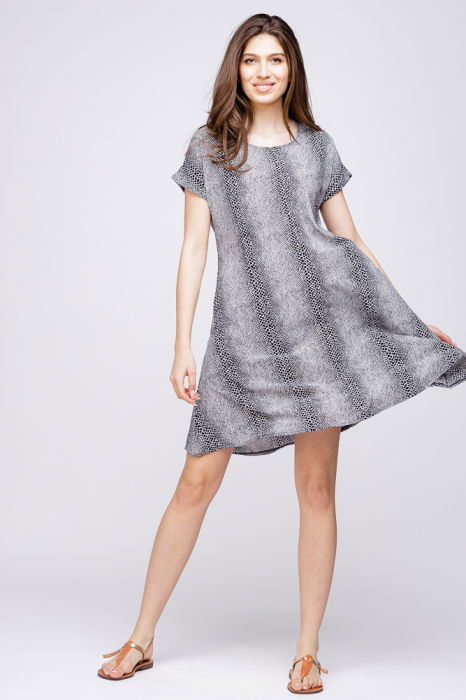 Rochie `A line` midi, silky, cu imprimeu animal print sarpe [1]