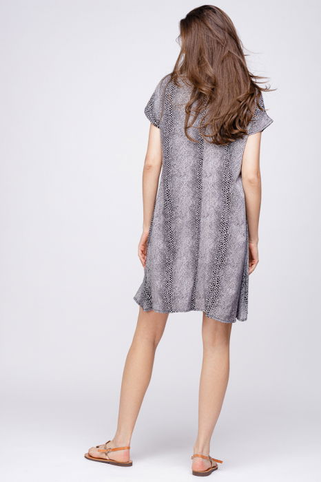 Rochie `A line` midi, silky, cu imprimeu animal print sarpe [5]