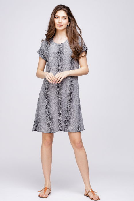 Rochie `A line` midi, silky, cu imprimeu animal print sarpe [2]