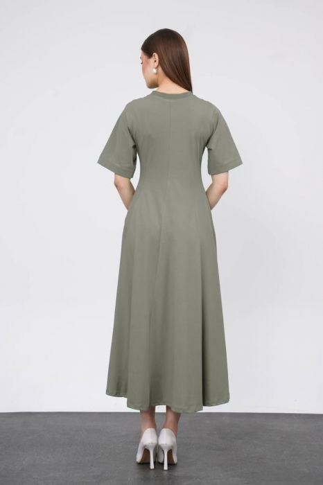 Rochie ampla, lunga clos, din jerseu de bumbac, kaki [2]