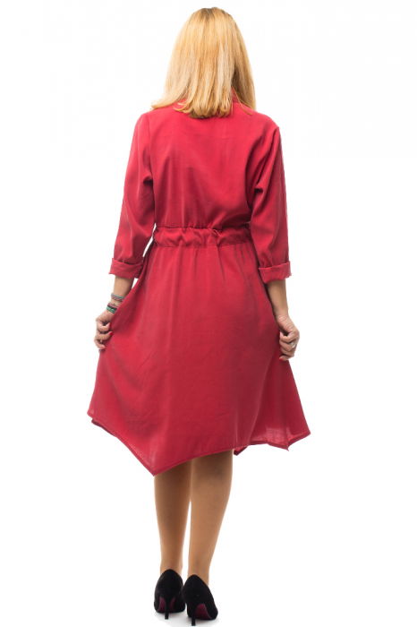 Rochie bordo, midi, matasoasa, tip camasa [4]