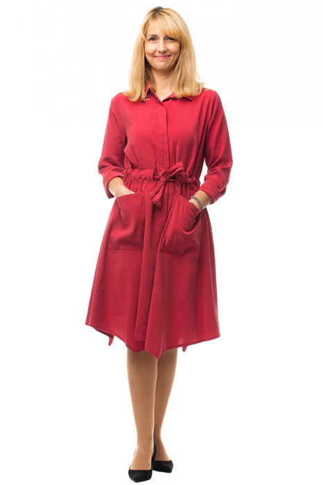 Rochie bordo, midi, matasoasa, tip camasa