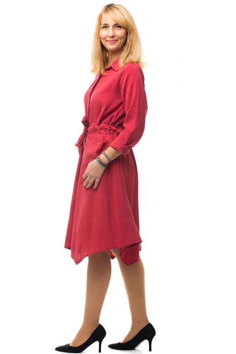 Rochie bordo, midi, matasoasa, tip camasa [3]