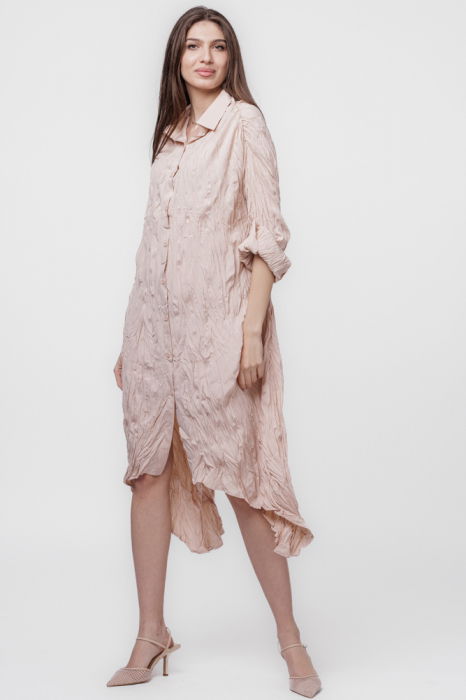 Rochie camasa creponata, in colturi, roz [4]