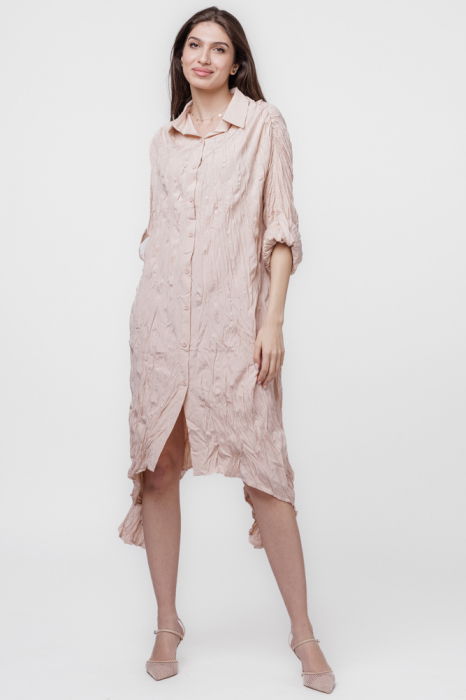 Rochie camasa creponata, in colturi, roz [3]