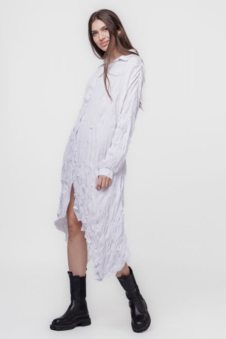 Rochie camasa creponata, in colturi, alba [2]