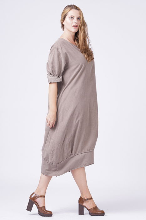 Rochie lalea din catifea reiata bej inchis [4]