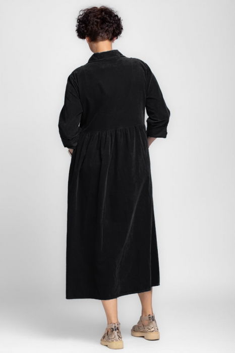 Rochie camasa din catifea reiata, taiata in talie [3]