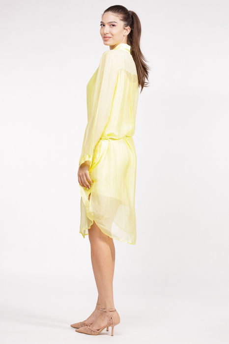 Rochie camasa din matase si vascoza galben pai, cu dublura [3]