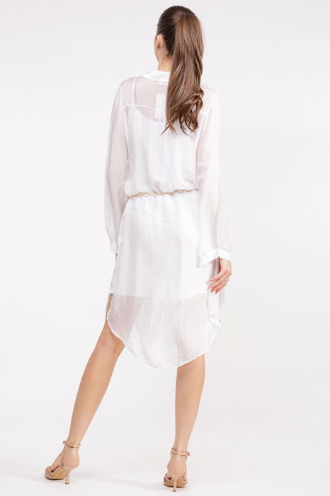 Rochie camasa din matase si vascoza alba, cu dublura [4]