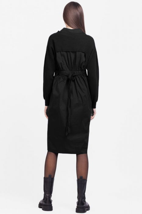 Rochie camasa din poplin de bumbac cu pulover angora, neagra [3]