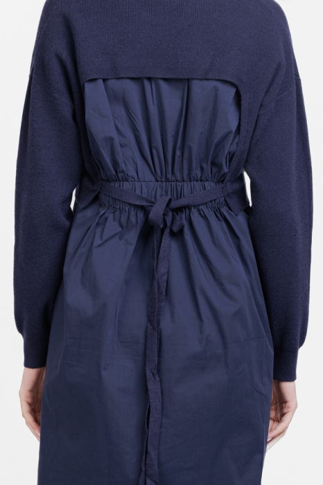 Rochie camasa din poplin de bumbac cu pulover angora, neagra [4]