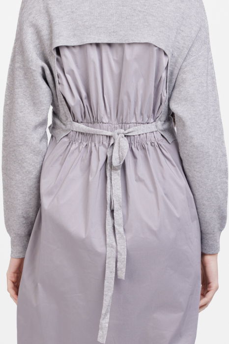 Rochie camasa din poplin de bumbac cu pulover angora, gri [4]