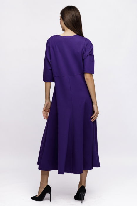 Rochie cambrata din vascoza plina, mov [4]