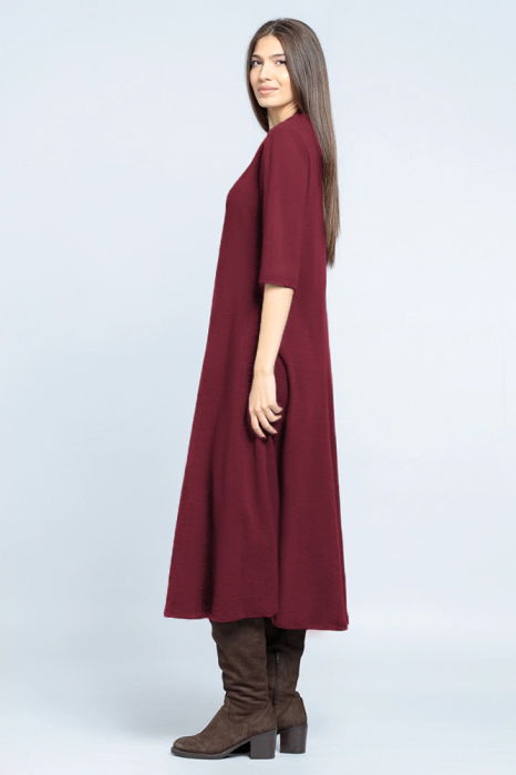 Rochie cambrata din tricot de vascoza, bordo [2]