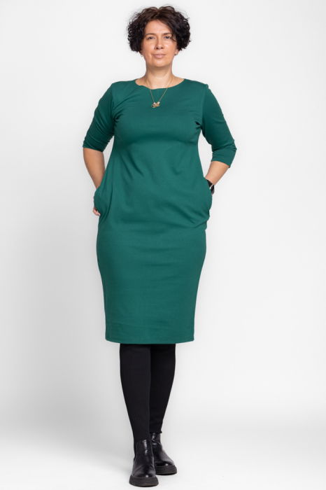 Rochie creion " Zara " verde, din jerseu punto milano de vascoza [1]