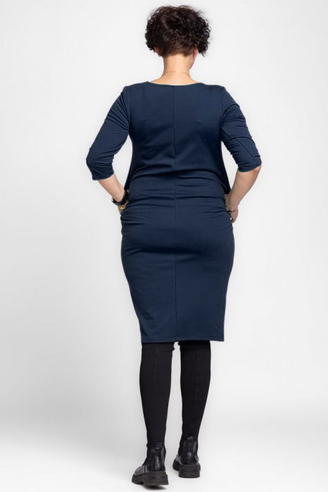 Rochie creion " Zara " bleumarin, din jerseu punto milano de vascoza [3]