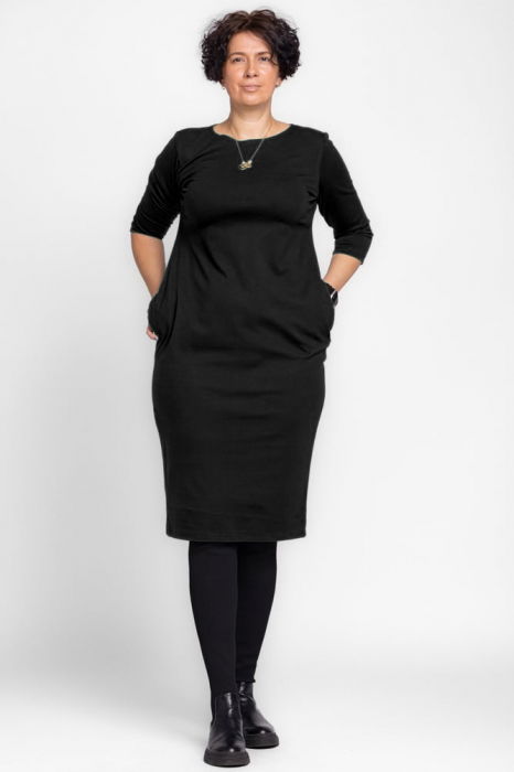 Rochie creion " Zara " neagra din jerseu punto milano de vascoza [1]