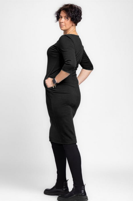 Rochie creion " Zara " neagra din jerseu punto milano de vascoza [2]