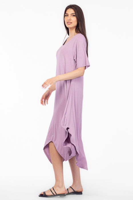 Rochie cu colturi rotunjite, din tricot de vascoza, lila [2]